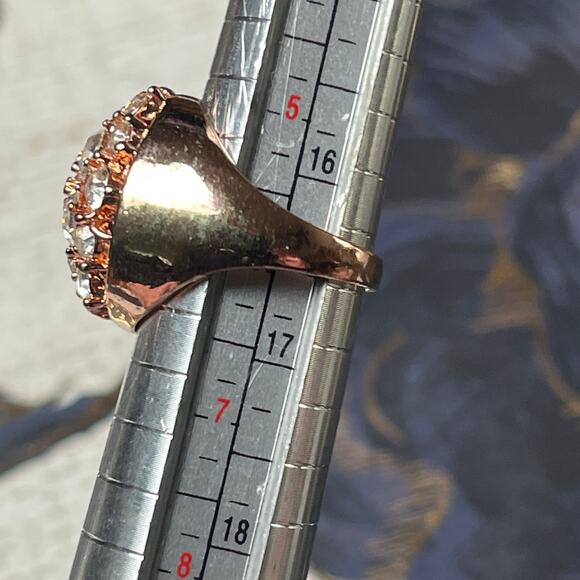 Rose Gold Tone Cocktail Ring with CZ Stones - Size 6 - Picture 3 of 7
